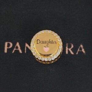 Pandora Engravable Daughter Charm Bead Gold Plated with box
